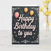 Carte d'anniversaire de script de tableau noir (Fleur jaune)