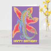 Carte d'anniversaire de Seahorse (Fleur jaune)