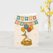 Carte d'anniversaire de serpent - Fête amusante An (Fleur jaune)