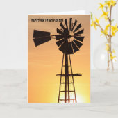 Carte d'anniversaire de silhouette de moulin à (Fleur jaune)