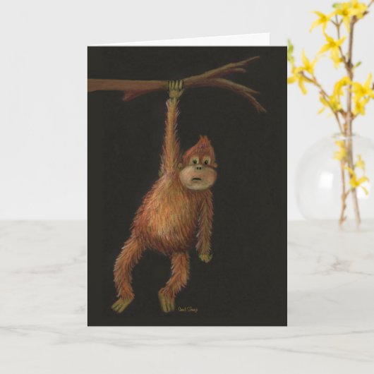 Carte d'anniversaire de singe (Fleur jaune)