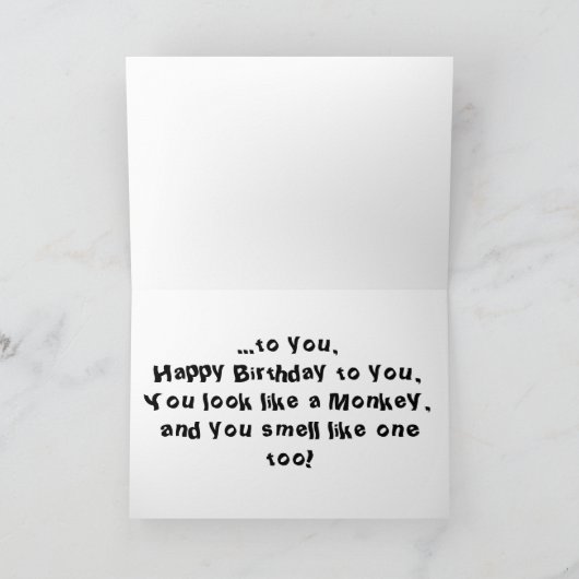 Carte d'anniversaire de singe (Intérieur)