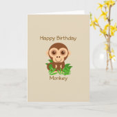 Carte d'anniversaire de singe (Fleur jaune)