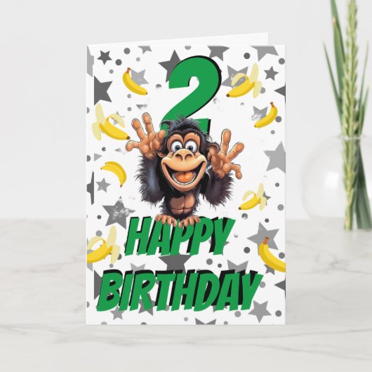 Carte d'anniversaire de singe (Devant)