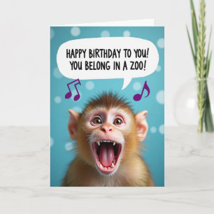 Carte d'anniversaire de singe animé