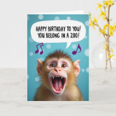 Carte d'anniversaire de singe animé (Fleur jaune)