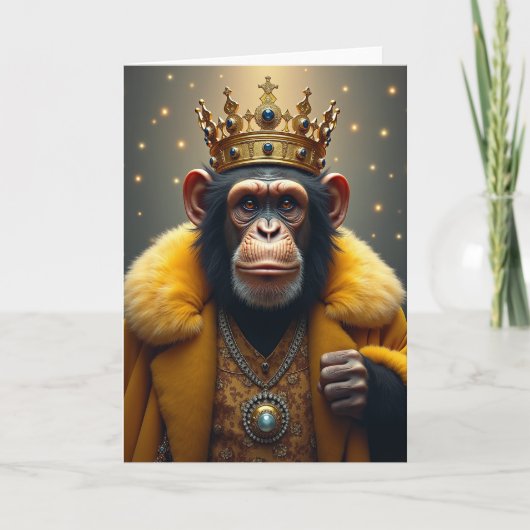 Carte d'anniversaire de singe couronné (Devant)