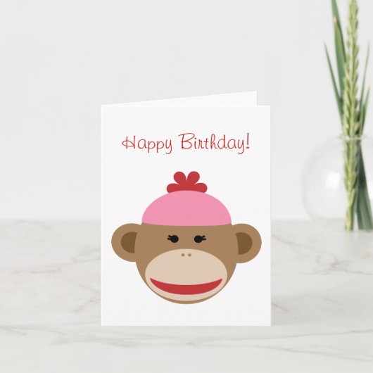 carte d'anniversaire de singe de chaussette de (Devant)