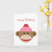carte d'anniversaire de singe de chaussette de (Fleur jaune)