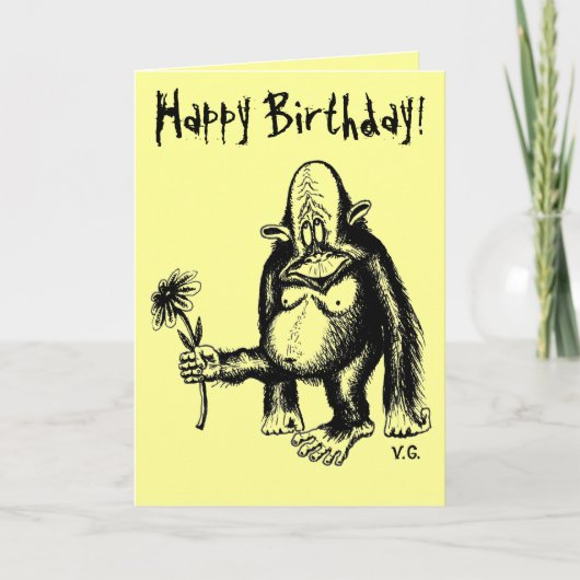 Carte d'anniversaire de singe drôle (Devant)
