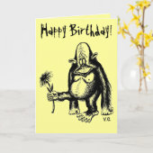 Carte d'anniversaire de singe drôle (Fleur jaune)