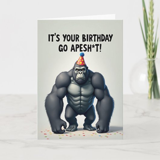 Carte d'anniversaire de singe puissant (Devant)