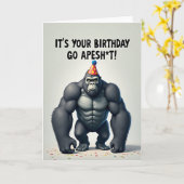Carte d'anniversaire de singe puissant (Fleur jaune)