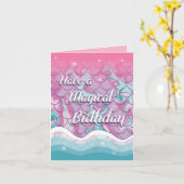 Carte d'anniversaire de sirène magique (Fleur jaune)