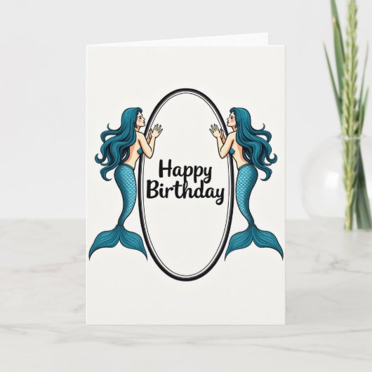 Carte d'anniversaire de sirène sarcelle (Devant)