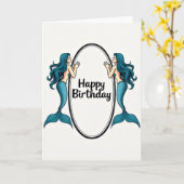Carte d'anniversaire de sirène sarcelle (Fleur jaune)