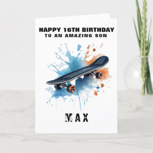 Carte d'anniversaire de skateboard cool pour Ado B
