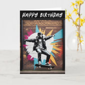 Carte d'anniversaire de skateboard graffiti mur St (Fleur jaune)