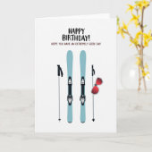 Carte d'anniversaire de ski (Fleur jaune)