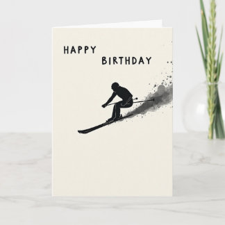 Carte d'anniversaire de ski d'aventure artistique