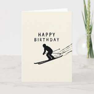 Carte d'anniversaire de skieur énergique