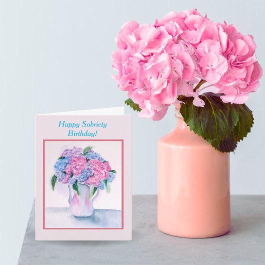 Carte d'anniversaire de sobriété heureuse Hydrange