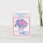 Carte d'anniversaire de sobriété heureuse Hydrange (Devant)