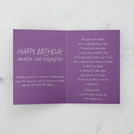 Carte d'anniversaire de soeur (Intérieur)