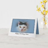 Carte d'anniversaire de soeur avec chat (Fleur jaune)