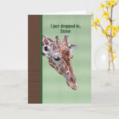 Carte d'anniversaire de soeur avec Giraffe (Fleur jaune)