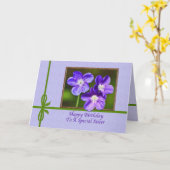 Carte d'anniversaire de soeur avec Violas violette (Fleur jaune)