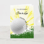 Carte d'anniversaire de Son in Law Golfer<br><div class="desc">Donnez à votre gendre passionné de golf une carte de golfeur avec un thème de golf explosif! Une balle de golf en flammes avec les mots "À un beau gendre".</div>