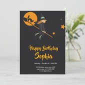 carte d'anniversaire de sorcière et de chat (Debout devant)