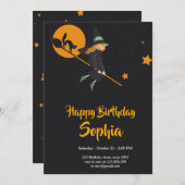 carte d'anniversaire de sorcière et de chat (Devant / Derrière)