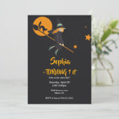 carte d'anniversaire de sorcière et de chat (Debout devant)