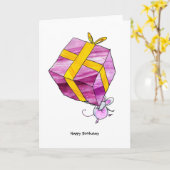 Carte d'anniversaire de souris (Fleur jaune)