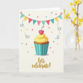 Carte d'anniversaire de streamer joyeuse (Fleur jaune)