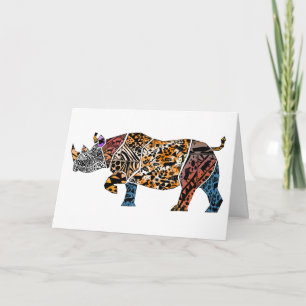 Carte d'anniversaire de style Batik Black Rhino