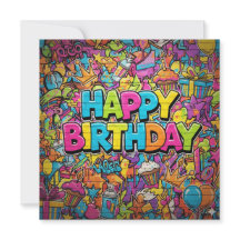 Carte d'anniversaire de style graffiti