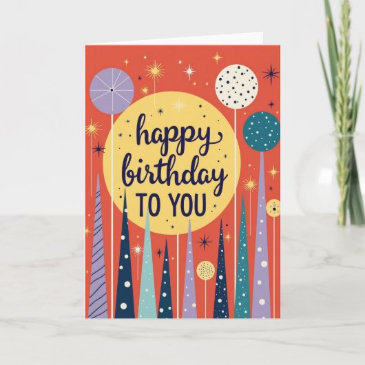 Carte d'anniversaire de style milieu de siècle (Devant)
