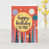 Carte d'anniversaire de style milieu de siècle (Fleur jaune)