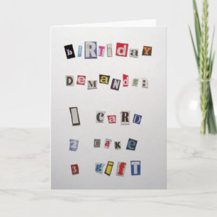Carte d'anniversaire de style rançon