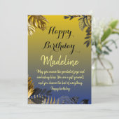 Carte d'anniversaire de style vintage jaune violet (Debout devant)