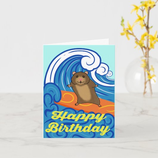 Carte d'anniversaire de surf (Fleur jaune)