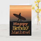 Carte d'anniversaire de surfeur personnalisable (Fleur jaune)
