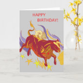 Carte d'anniversaire de Taureau et de lapin (Fleur jaune)