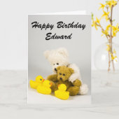 Carte d'anniversaire de Ted et les canards (Fleur jaune)