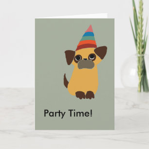 Carte d'anniversaire de temps de partie de carlin