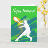 Carte d'anniversaire de tennis avec la silhouette (Fleur jaune)