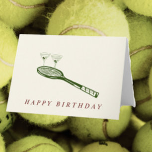 carte d'anniversaire de tennis et martinis